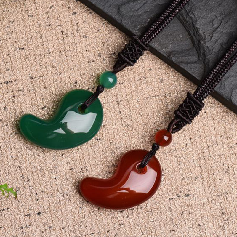 Collar Ágata Roja Ágata Verde Patrón Luna Confianza Calma - image 1