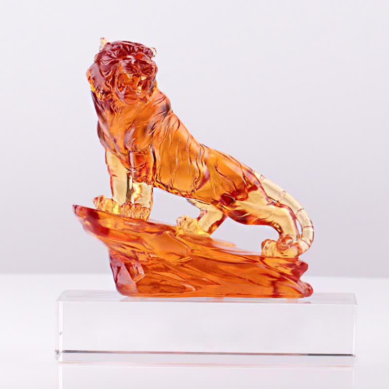 Pieza de arte de tigre de cristal Liuli hecha a mano, protección para decoración del hogar - image 19