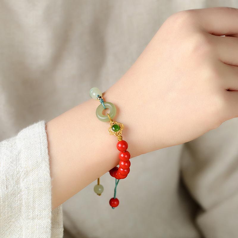 Pulsera de bendición de jade cinabrio natural