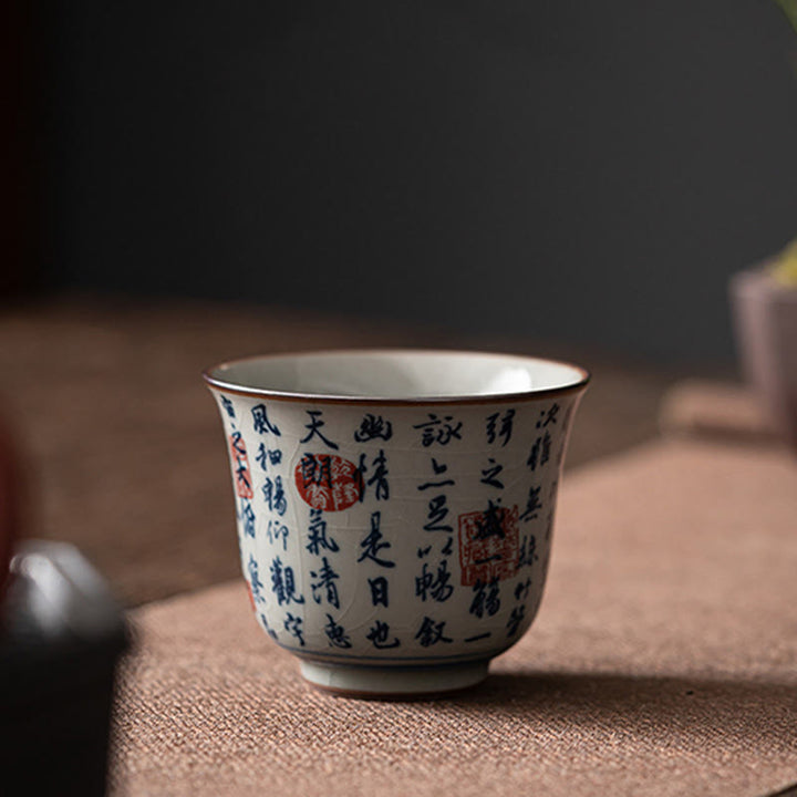 Taza de té de cerámica con Buddha Stones, paisaje de montaña, pabellón de orquídeas de loto, taza de té de Kung Fu