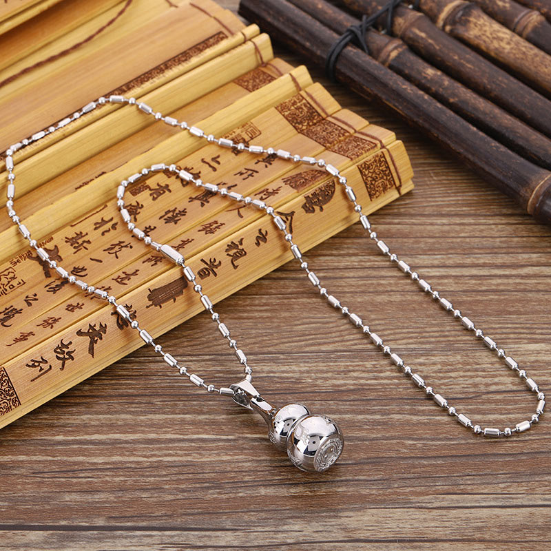 Colgante de collar de acero de titanio con símbolo de Yin Yang tibetano, Buddha Stones, armonía de calabaza - image 8