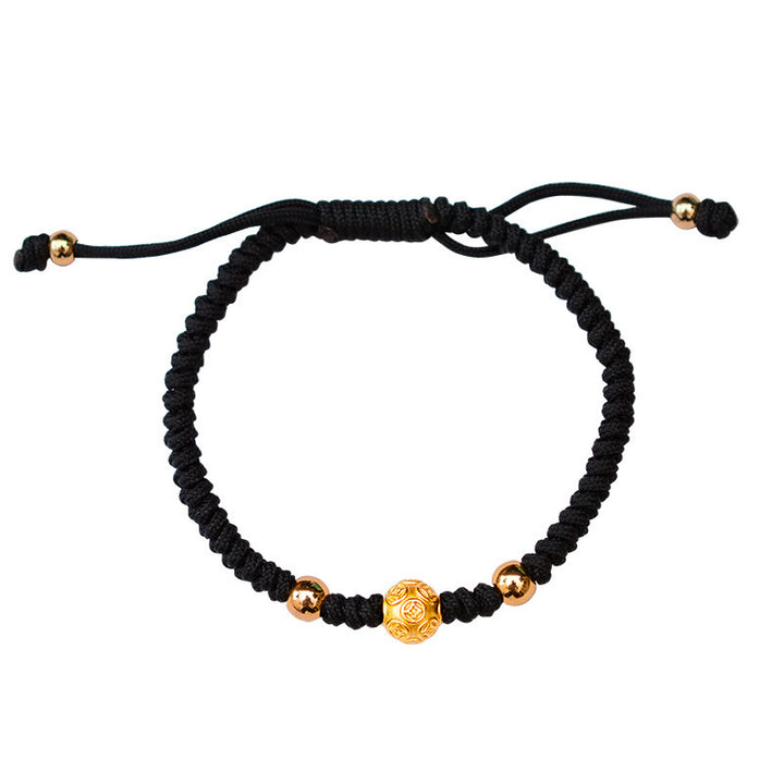 Pulsera de pareja de cuerda de fuerza de la suerte con moneda de cobre Om Mani Padme Hum de plata de ley 999 con Buddha Stones - image 4