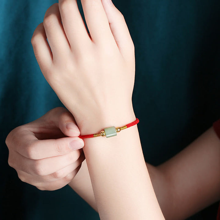 Pulsera de cuerda trenzada con protección de la suerte, malaquita, piedra roja, Aventurina verde hecha a mano, Buddha Stones del Tíbet