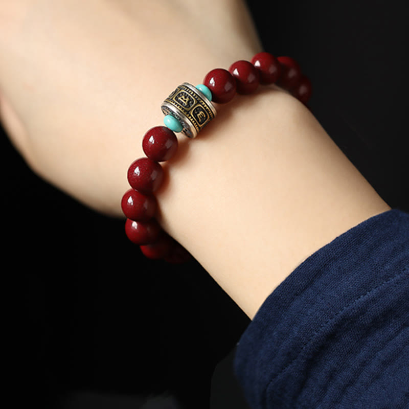 Pulsera de plata de ley 925 con Buddha Stones , zodíaco chino, Buda natal, cinabrio, Om Mani Padme Hum