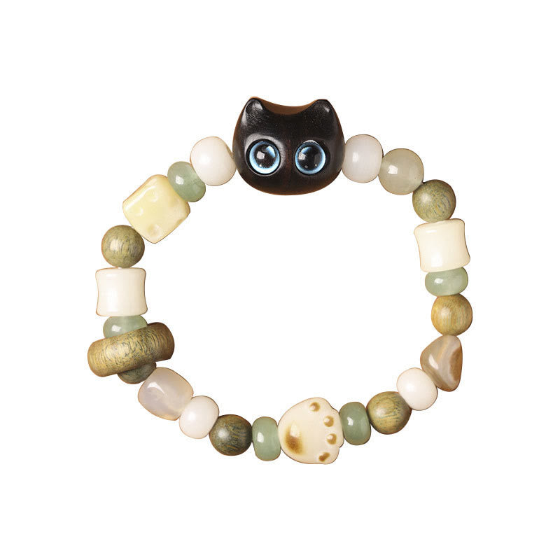 Buddha Stones, semillas de Bodhi, sándalo verde, madera de ébano, hoja pequeña, sándalo rojo, cabeza de gato, garra de pata, pulsera de la paz - image 7