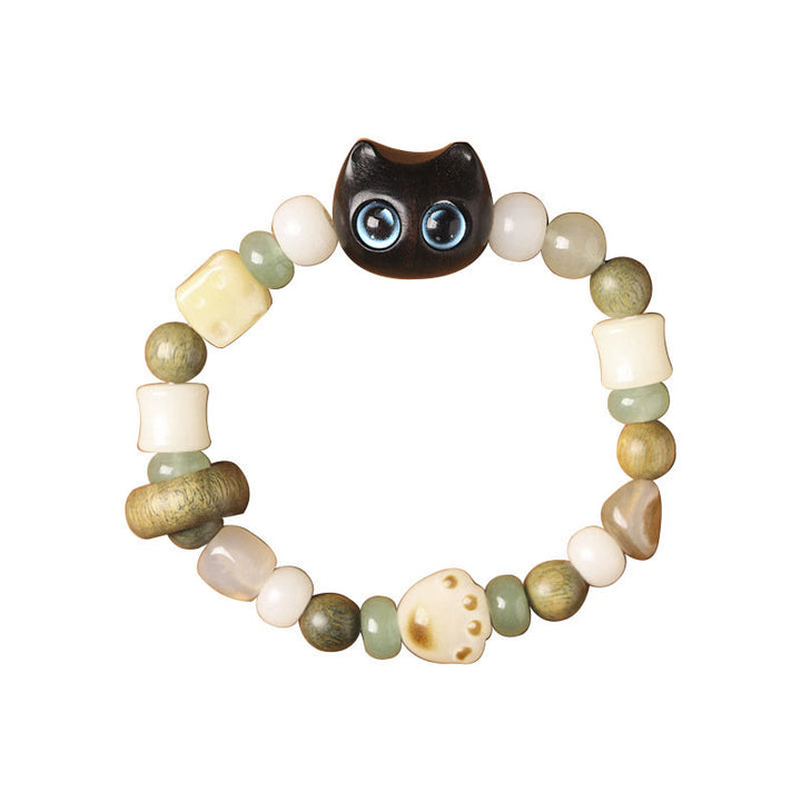 Buddha Stones, semillas de Bodhi, sándalo verde, madera de ébano, hoja pequeña, sándalo rojo, cabeza de gato, garra de pata, pulsera de la paz - image 7