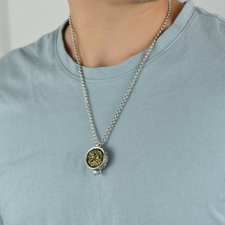 Colgante de collar de riqueza con lingotes de monedas de cobre y cuenco del tesoro de Buddha Stones
