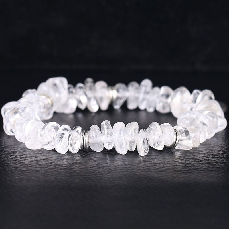 Pulsera curativa de loto de cristal blanco natural con Buddha Stones