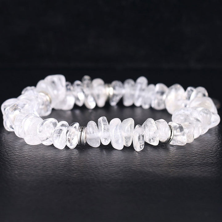 Pulsera curativa de loto de cristal blanco natural con Buddha Stones