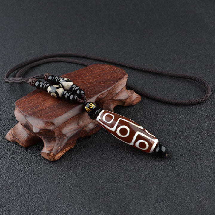 Collar de protección de la riqueza con cuentas Dzi de nueve ojos y Buddha Stones - image 5