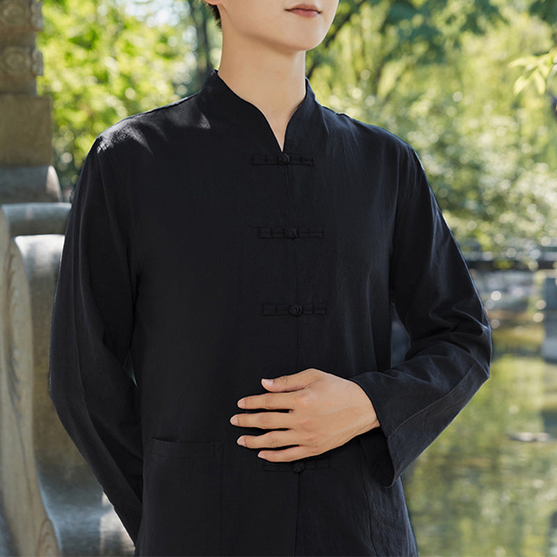 Buddha Stones espiritual Zen práctica Yoga meditación oración ropa algodón lino conjunto de hombres - Negro - US/UK/AU48, EU58 (6XL) - image 2