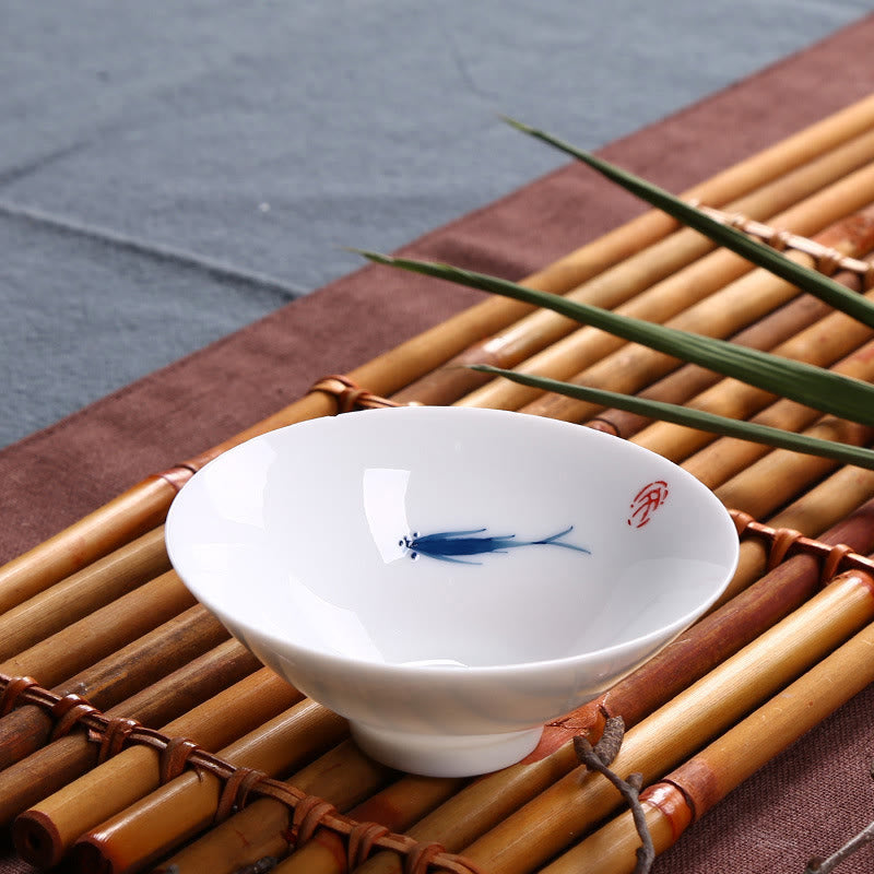 Buddha Stones Jingdezhen, porcelana azul y blanca, pez Koi, taza de té de cerámica, tazas de té de Kung Fu