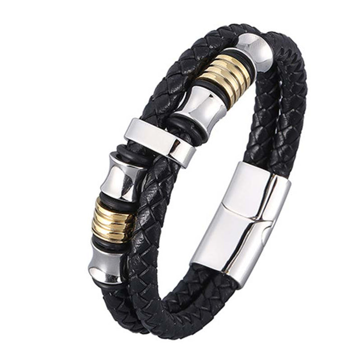 Pulsera Fortune con tejido de cuero en capas de Buddha Stones