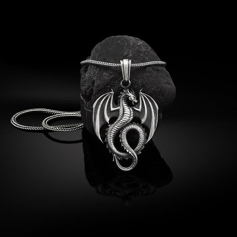 Colgante de collar con diseño de dragón de estaño puro con Buddha Stones - Colgante de dragón y cadena de quilla - image 1