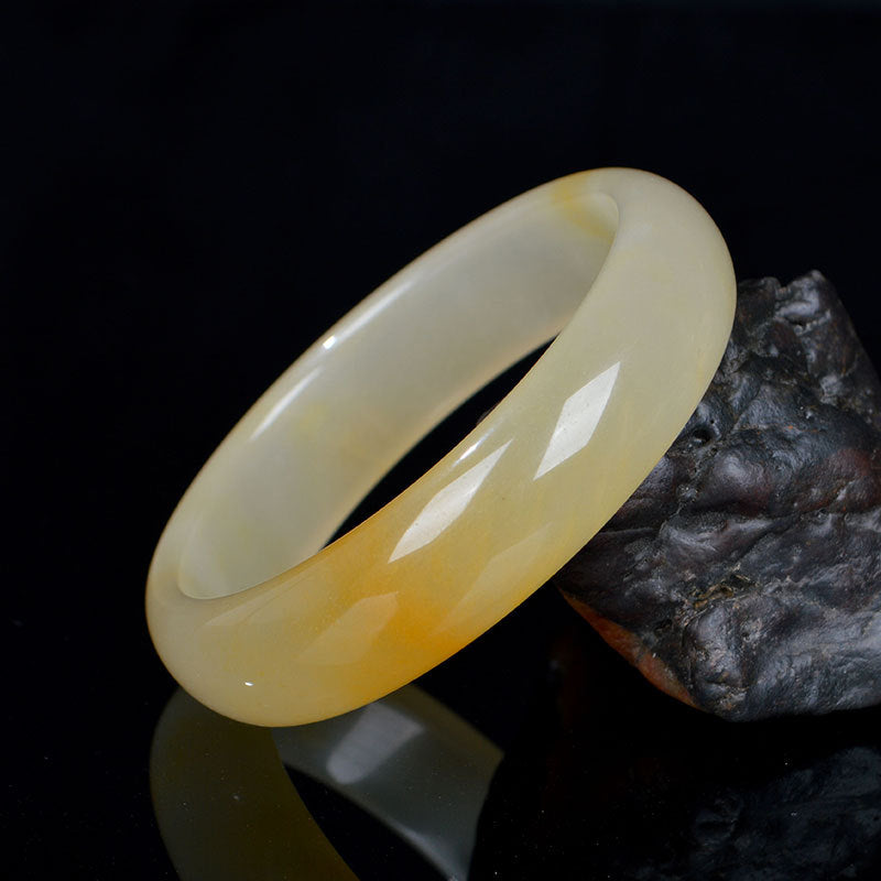 Brazalete de pulsera de riqueza de suerte de jade de seda dorada natural