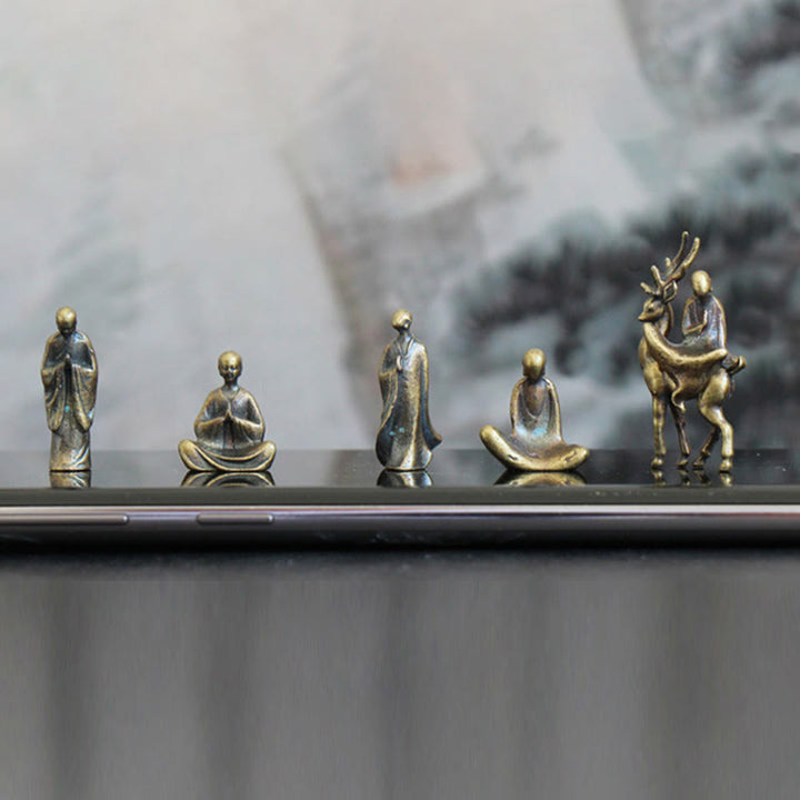 Buddha Stones Mini meditación Buda Metal monje serenidad decoración del hogar
