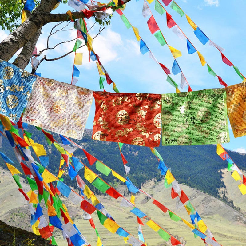 Decoración tibetana de 5 colores con diseño de dragón de bendición de caballo de viento para exteriores, 20 unidades de decoración de bandera de oración - 7 metros - image 0