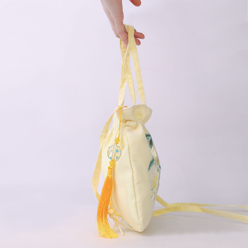 Buddha Stones Lotus Peony Epiphyllum Phoenix Suzhou bordado algodón lino Tote bandolera bolso de hombro bolso