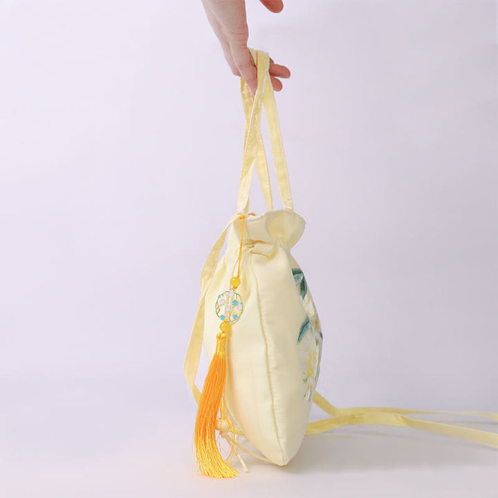 Buddha Stones Lotus Peony Epiphyllum Phoenix Suzhou bordado algodón lino Tote bandolera bolso de hombro bolso