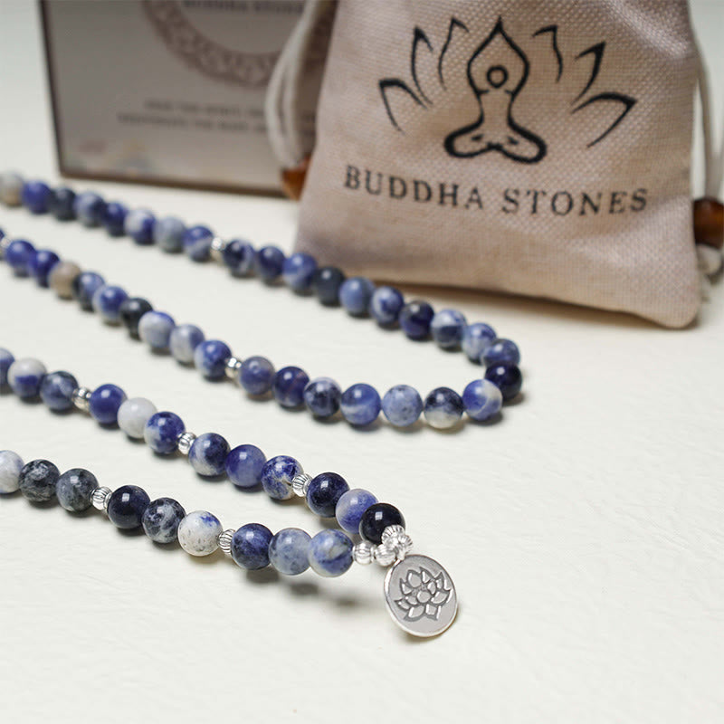 Pulsera con collar de paz de loto de aventurina azul natural con Buddha Stones