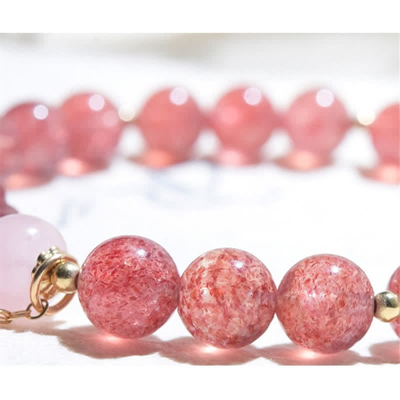 Pulsera de amor con forma de pata de gato de la suerte, cristal rosa, cuarzo fresa Natural, Buddha Stones - image 6