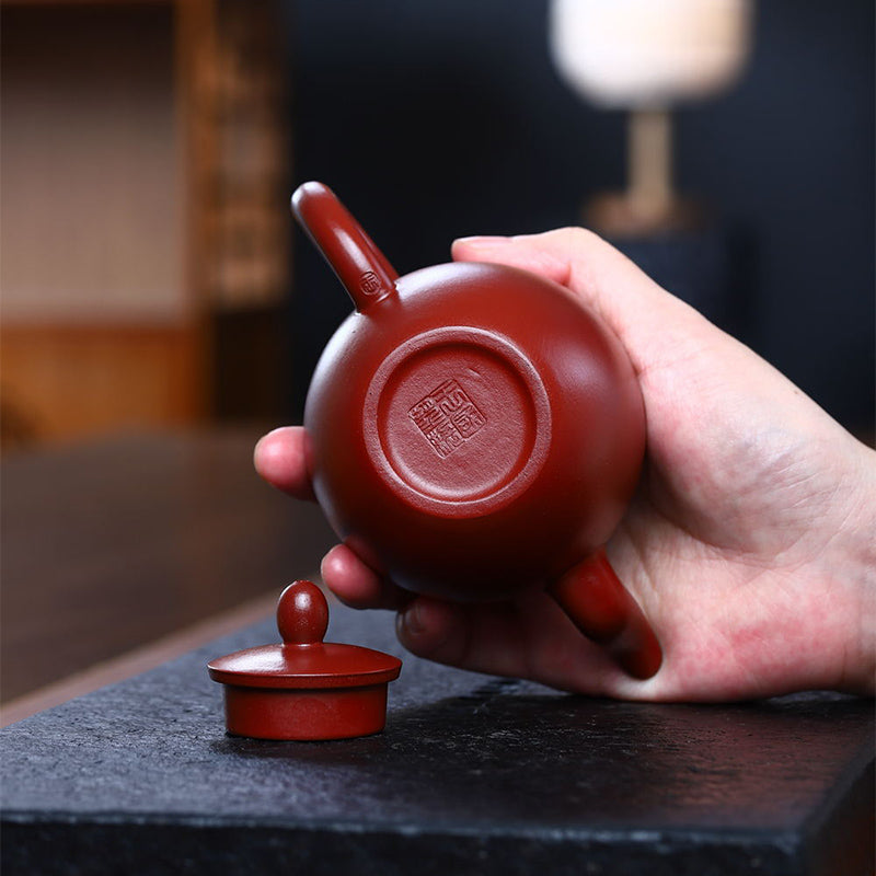 Tetera de kungfú de arcilla púrpura marrón semihecha Yixing con Buddha Stones 200ml