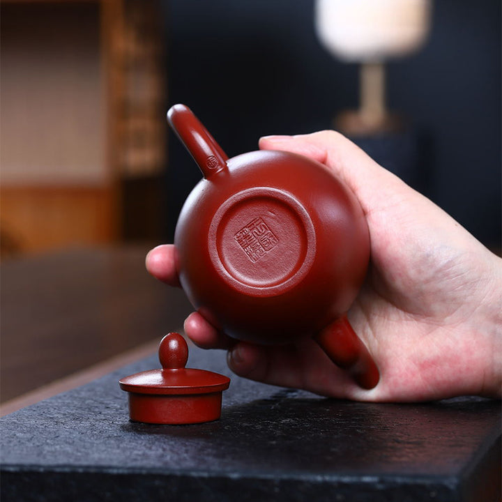 Tetera de kungfú de arcilla púrpura marrón semihecha Yixing con Buddha Stones 200ml