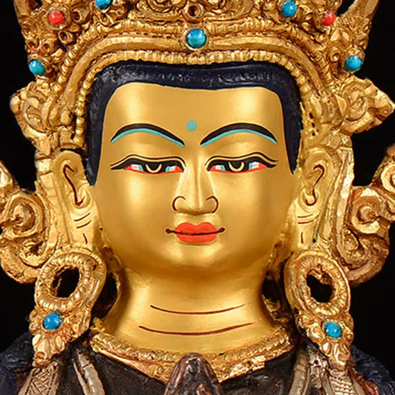 Decoración de estatua de cobre de protección Avalokitesvara de cuatro brazos Bodhisattva Chenrezig - image 9
