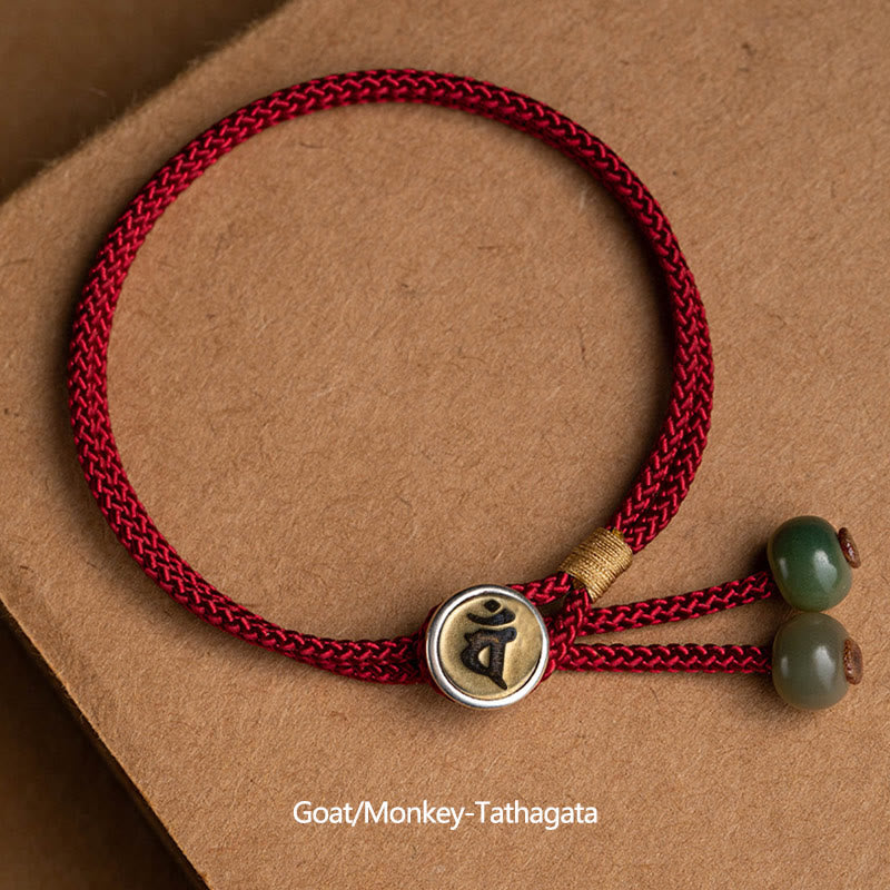 Pulsera de hilo rojo trenzado con Buddha Stones , Plata de Ley 925, hecha a mano, zodíaco chino, Buda natal, cian, Bodhi, protección de semillas - image 8