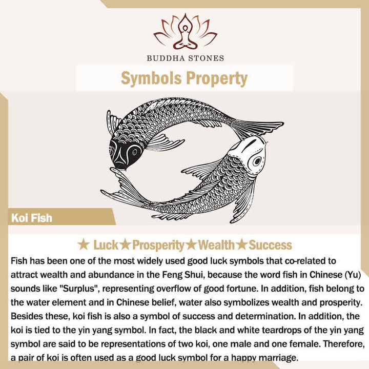 Anillo de riqueza de la suerte con diseño de hojas de flor de loto y peces Koi de Buddha Stones
