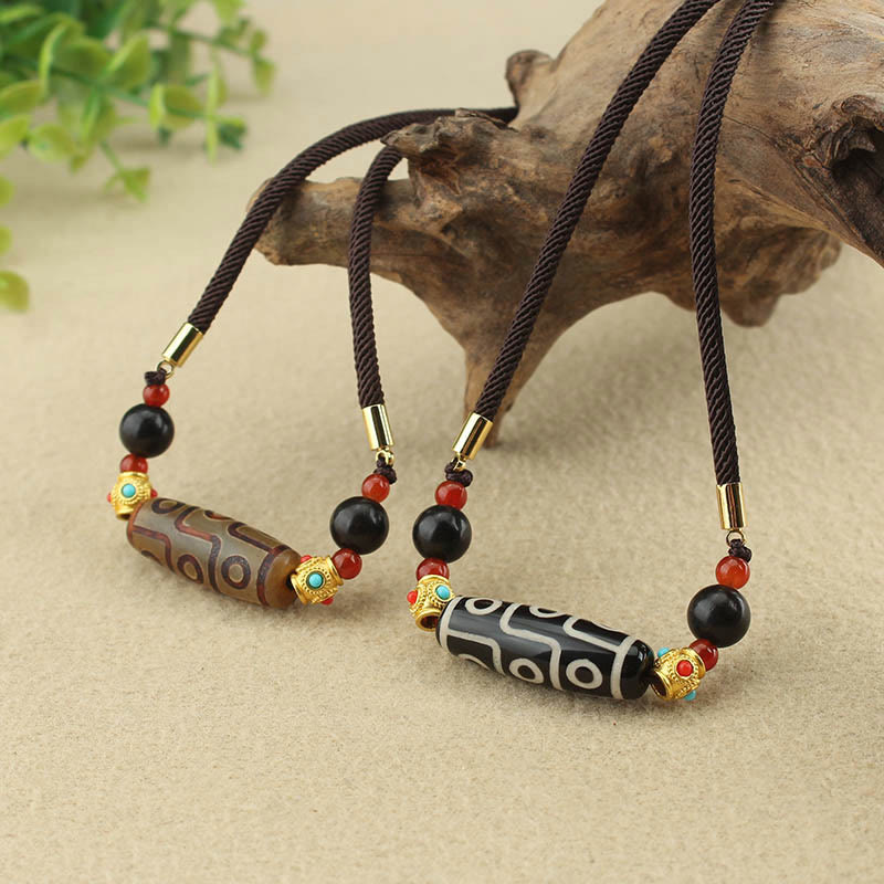 Colgante de collar de cadena con Buddha Stones tibetanas de nueve ojos Dzi, protección de cuentas, bendiciones - image 1