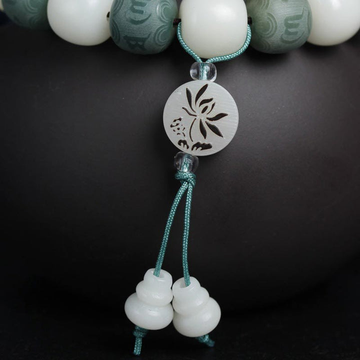 Pulsera de protección de seis palabras verdaderas Bodhi blanco con Buddha Stones