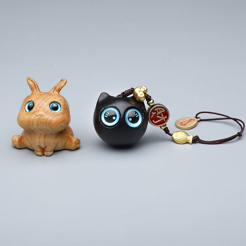 Buddha Stones Thuja Sutchuenensis Sándalo Verde Boj Mini Animal Lindo Conejo Gato Ciervo Ballena Prosperidad Teléfono Decoraciones Colgantes - image 1