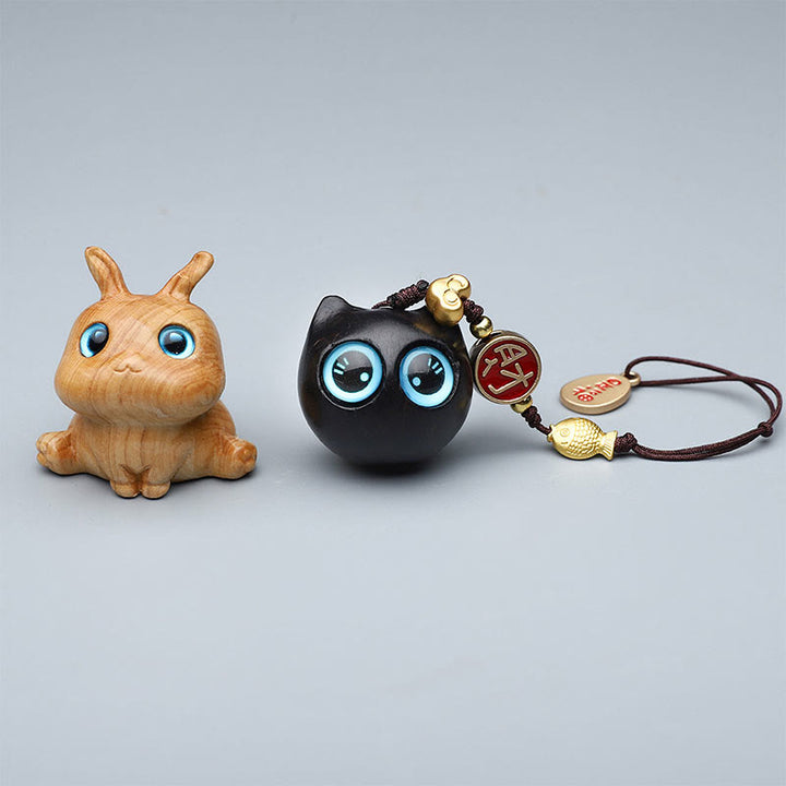 Buddha Stones Thuja Sutchuenensis Sándalo Verde Boj Mini Animal Lindo Conejo Gato Ciervo Ballena Prosperidad Teléfono Decoraciones Colgantes - image 1