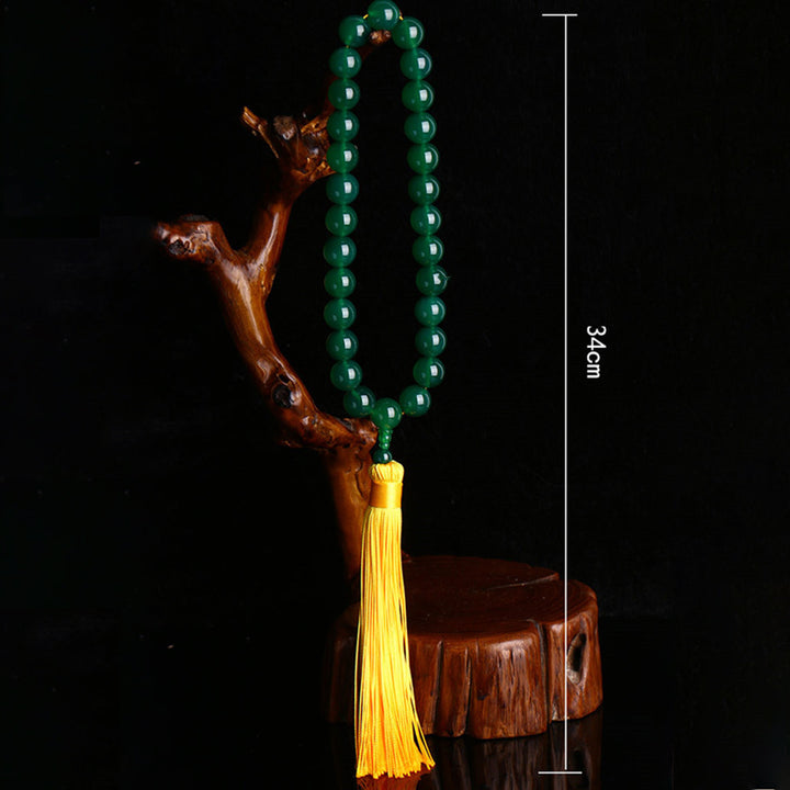 Ágata verde Natural muñeca Mala Power borlas bolsillo Mala decoración del coche