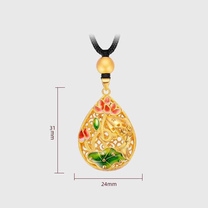 Buddha Stones Koi pez flor de loto hoja cobre suerte collar colgante - image 7