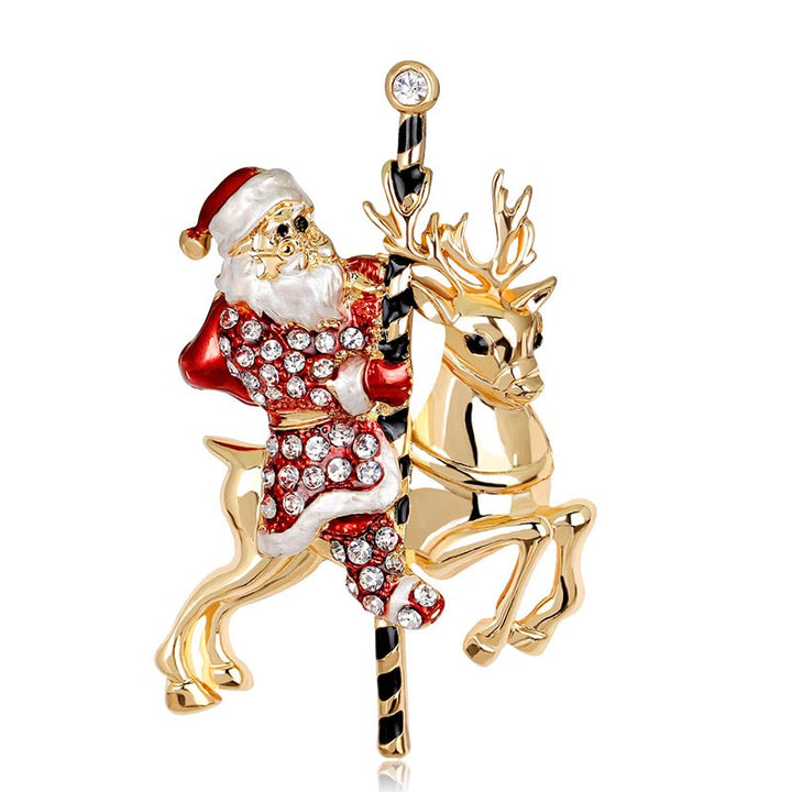 Broche navideño de cristal con diamantes de imitación multicolores