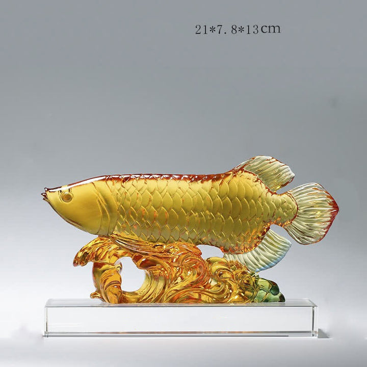 Pieza de arte hecha a mano de Liuli Crystal Koi Fish, decoración para el hogar y la Oficina
