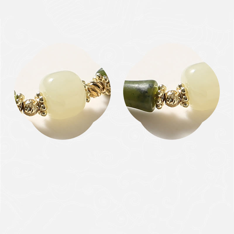 Pulsera de cadena de fuerza de la suerte de bambú con cuentas de vidrio de Buddha Stones