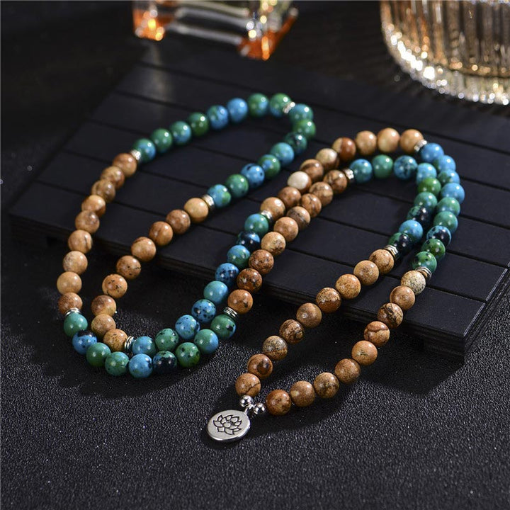 Buddha Stones 108 Mala multicapa curativa para meditación