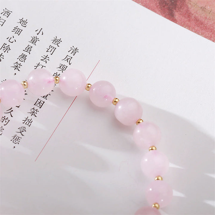 Pulsera de amor de flor de ciruelo de cristal rosa natural - image 3