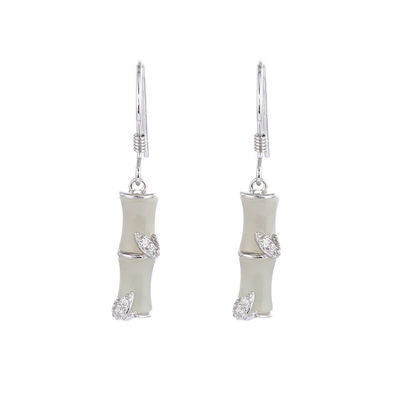 Pendientes colgantes de la suerte de bambú de ágata roja, ojo de gato, crisoberilo, Jade hetiano de plata de ley 925 - Plata - Jade Hetian (Prosperidad ♥Abundancia) - image 7