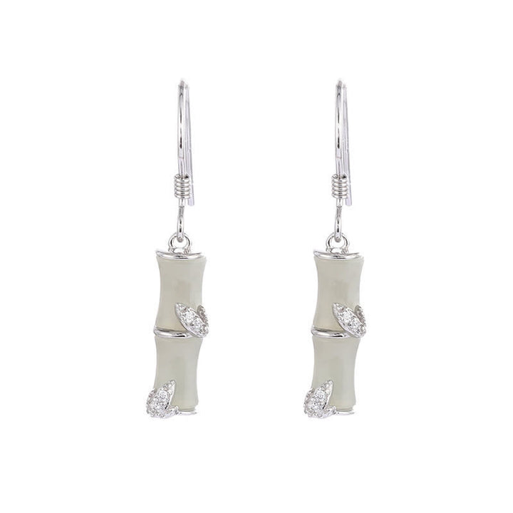 Pendientes colgantes de la suerte de bambú de ágata roja, ojo de gato, crisoberilo, Jade hetiano de plata de ley 925 - Plata - Jade Hetian (Prosperidad ♥Abundancia) - image 7