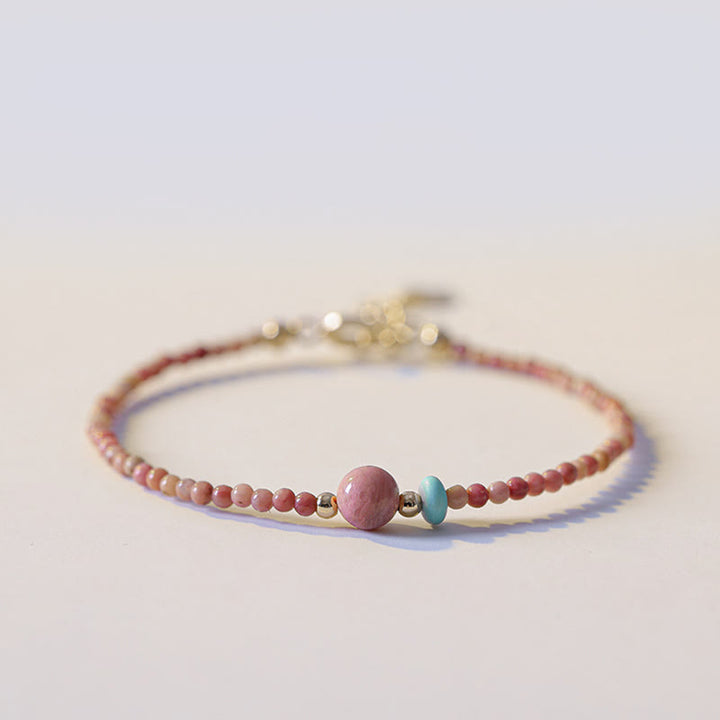 Pulsera de cadena de energía amorosa de rodonita natural chapada en oro de 14 quilates con Buddha Stones