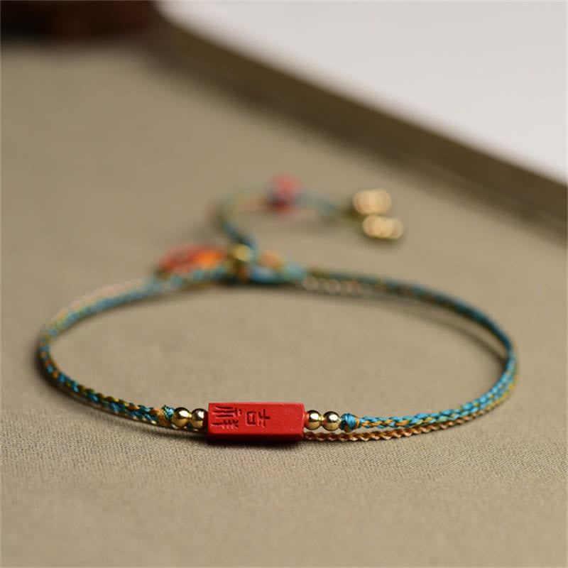 Pulsera de doble capa trenzada con Buddha Stones hechas a mano con cinabrio como uno desea bendición