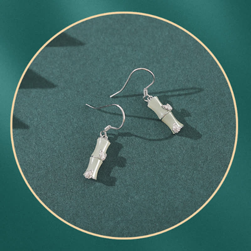 Pendientes colgantes de la suerte de bambú de ágata roja, ojo de gato, crisoberilo, Jade hetiano de plata de ley 925 - image 9