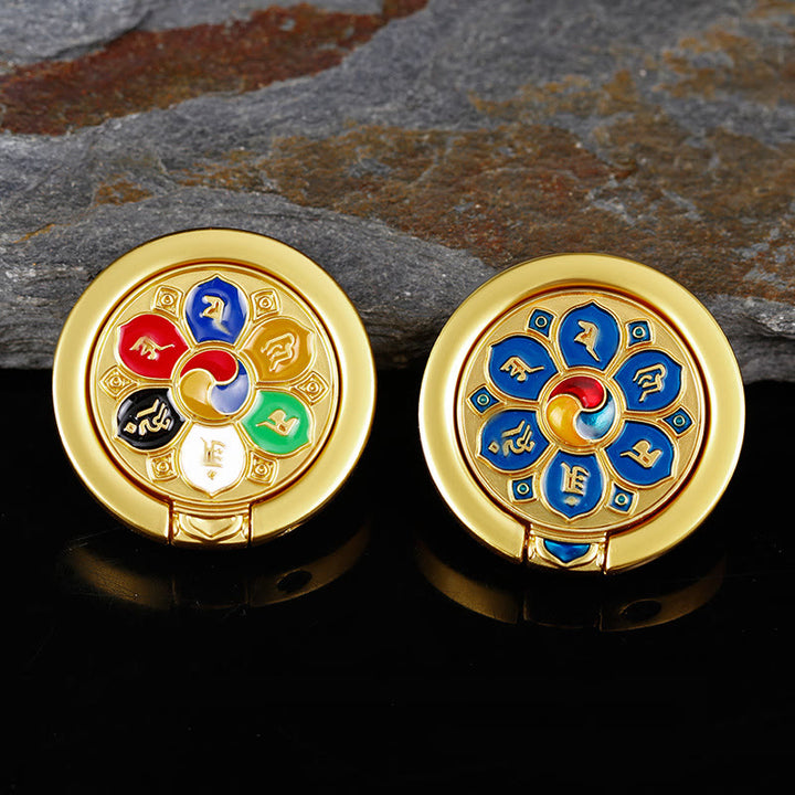Soporte de anillo para teléfono tibetano Om Mani Padme Hum Peace, decoraciones universales para teléfono - image 3