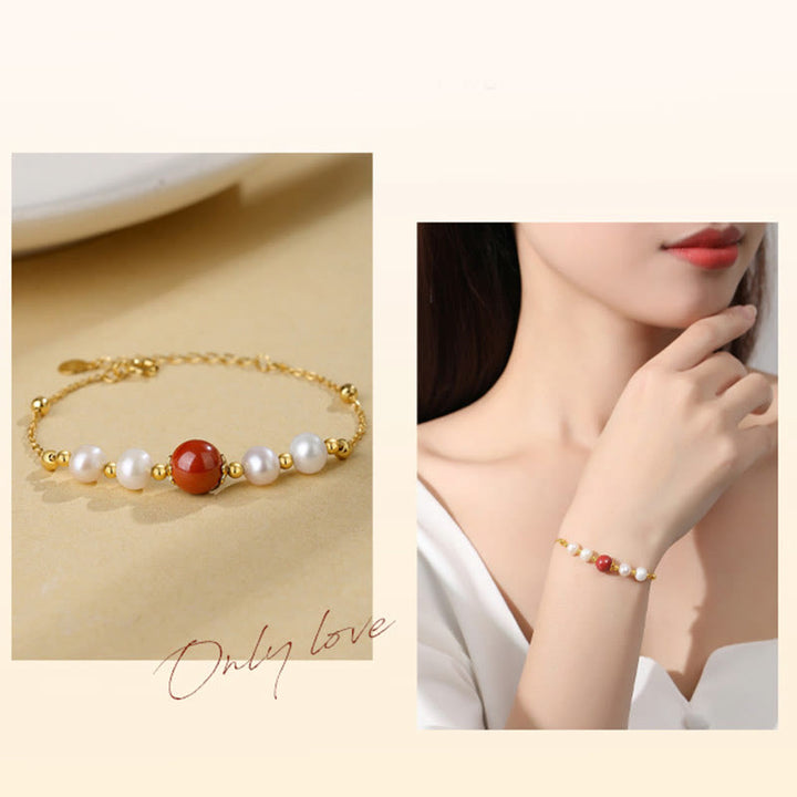 Pulsera de cadena de cuentas curativas de cinabrio y perlas de plata de ley 925 con Buddha Stones - image 8