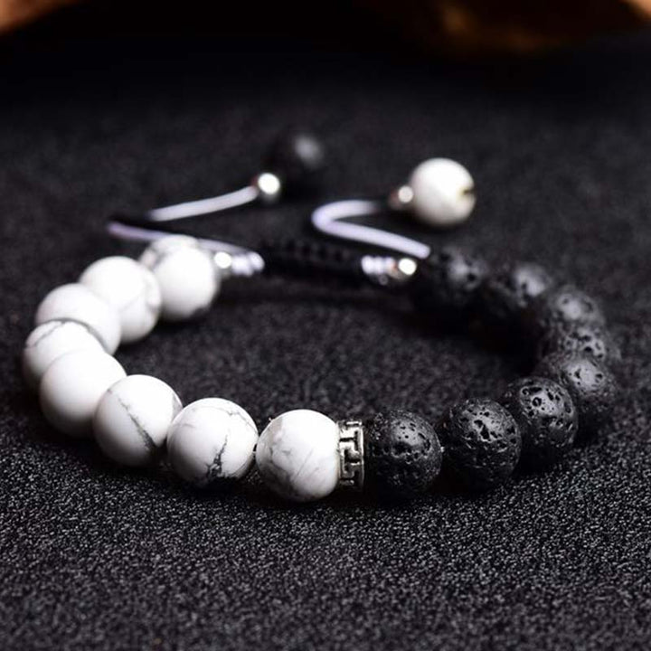Pulsera de protección de piedra de lava Yin Yang de Buddha Stones