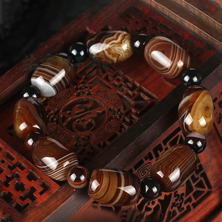 Pulsera Coraje Felicidad Sardonyx Natural Buddha Stones